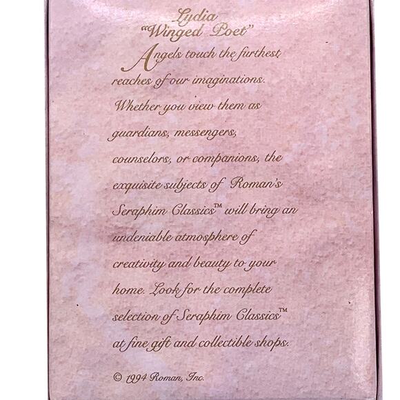 Vintage 1994 Roman Inc Seraphim Classics Lydia Winged Poet Angel Ornament in Box - Picture 2 of 6